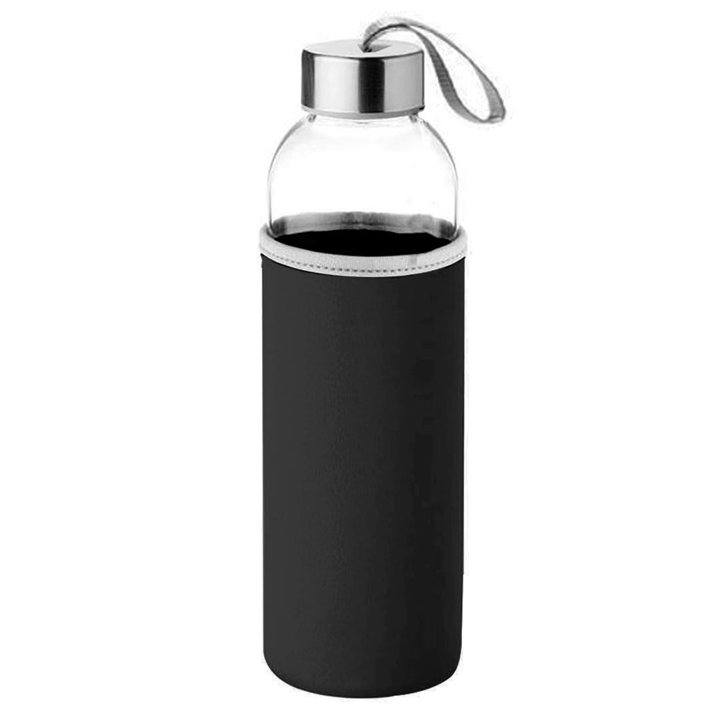 [P258034] pachones, vidrio, negro, 500 mililitro, con funda de neopreno