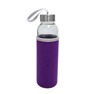pachon de vidrio 500ml con funda morado