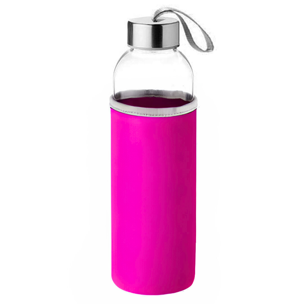 [P280745] pachones, vidrio, fucsia, 500 mililitro, con funda de neopreno