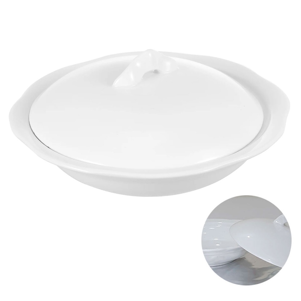 [H520415] mantequillera, cerámica, blanco, 7 pulgadas, con tapadera