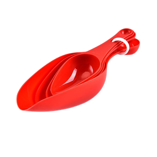 cuchara medidora, plástico, rojo,  ,