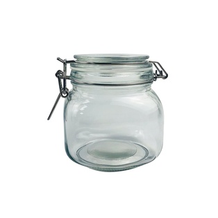 frasco, vidrio, transparente, 500 ml hermetico , sello blanco