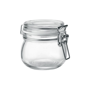 frasco, vidrio, transparente, 500 ml hermetico , sello blanco