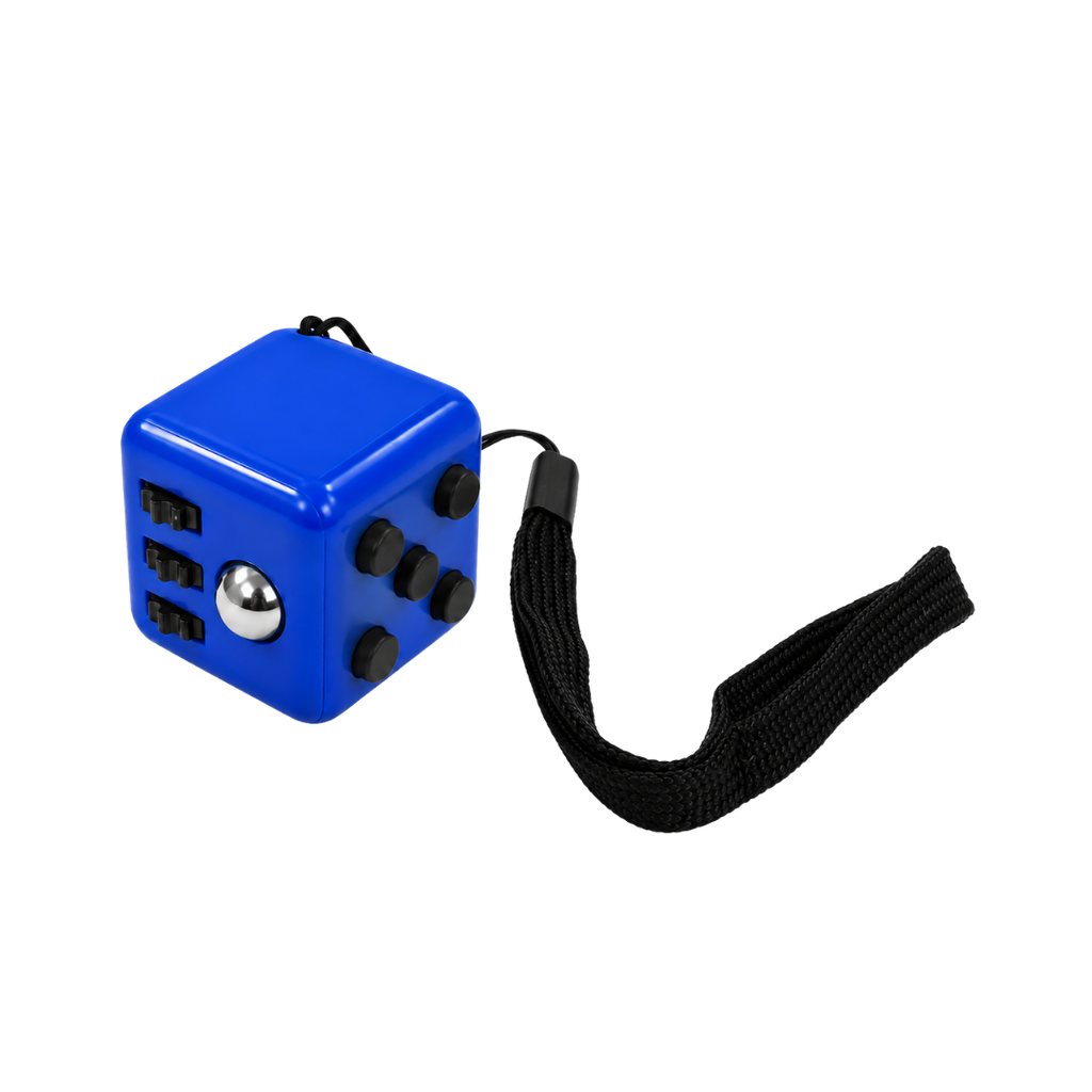 [P240669] cubo antiestres, plástico, azul reflex, 4*4*4 centimetros, con agarrador