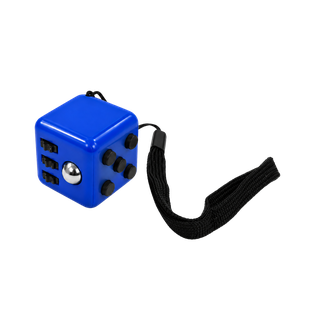 cubo antiestres, plástico, azul reflex, 4*4*4 centimetros, con agarrador