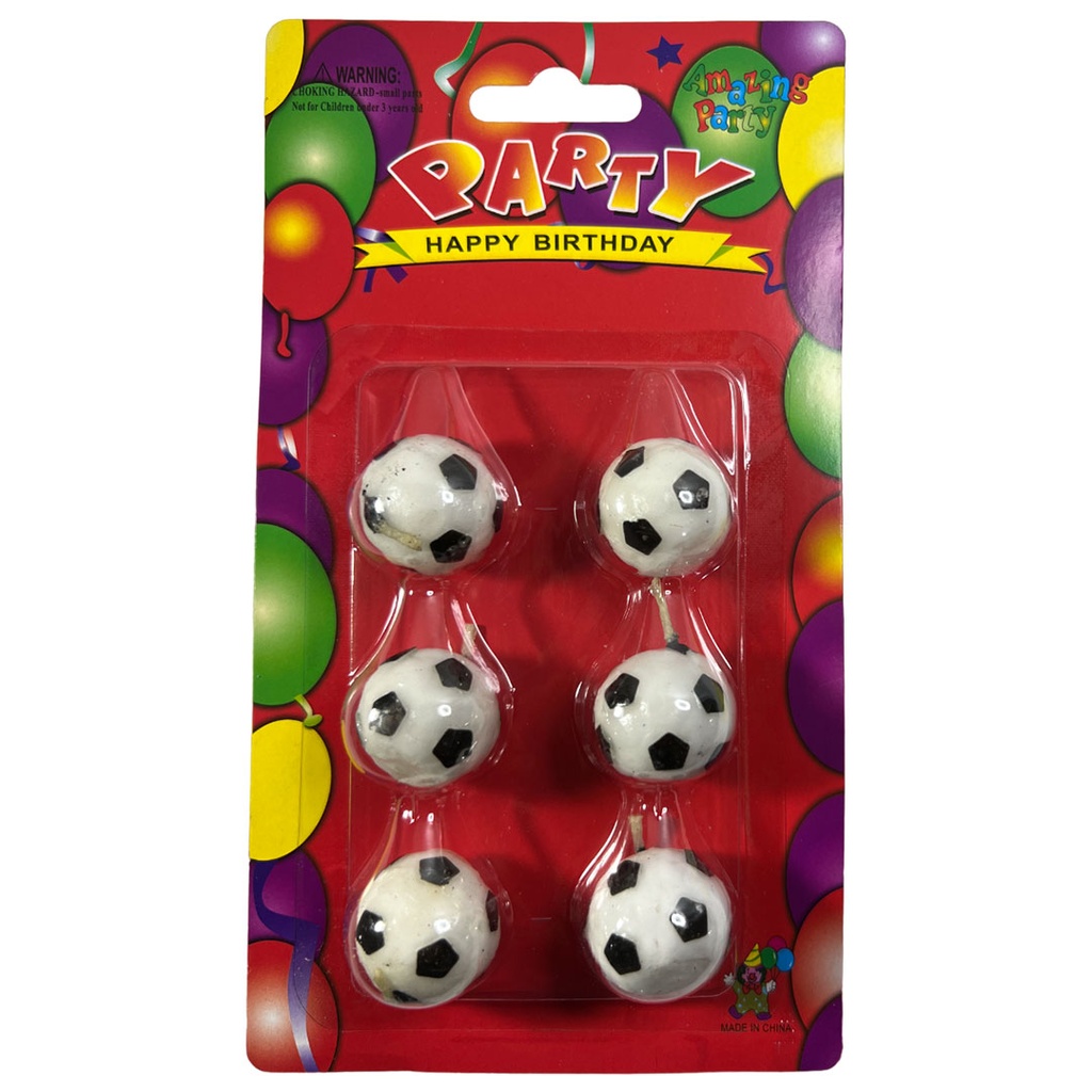 [F441322] vela, cera, blanco, 2.4 centimetros, ser de 6 pcs diseño futbol