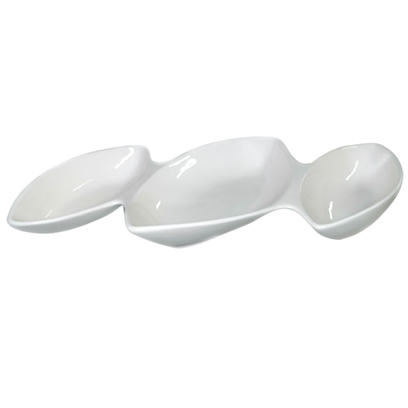 [H521750] boquitero, cerámica, blanco, 11 pulgadas, ovalado 3 divisiones