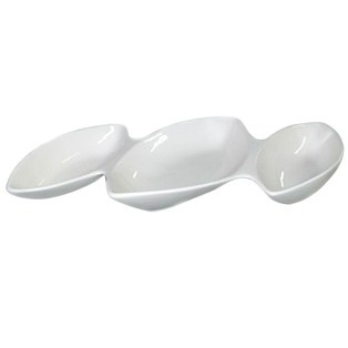 boquitero, cerámica, blanco, 11 pulgadas, ovalado 3 divisiones