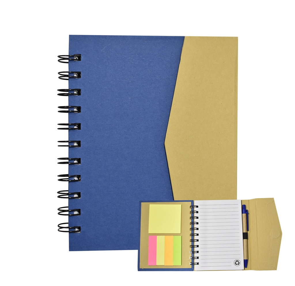 [P280725] libretas, ecologica de carton, azul, 16*12.5 centimetros, con tapa con iman 70 paginas