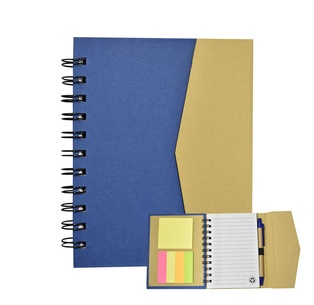 libretas, ecologica de carton, azul, 16*12.5 centimetros, con tapa con iman 70 paginas