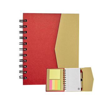 libretas, ecologica de carton, rojo, 16*12.5 centimetros, con tapa con iman 70 paginas