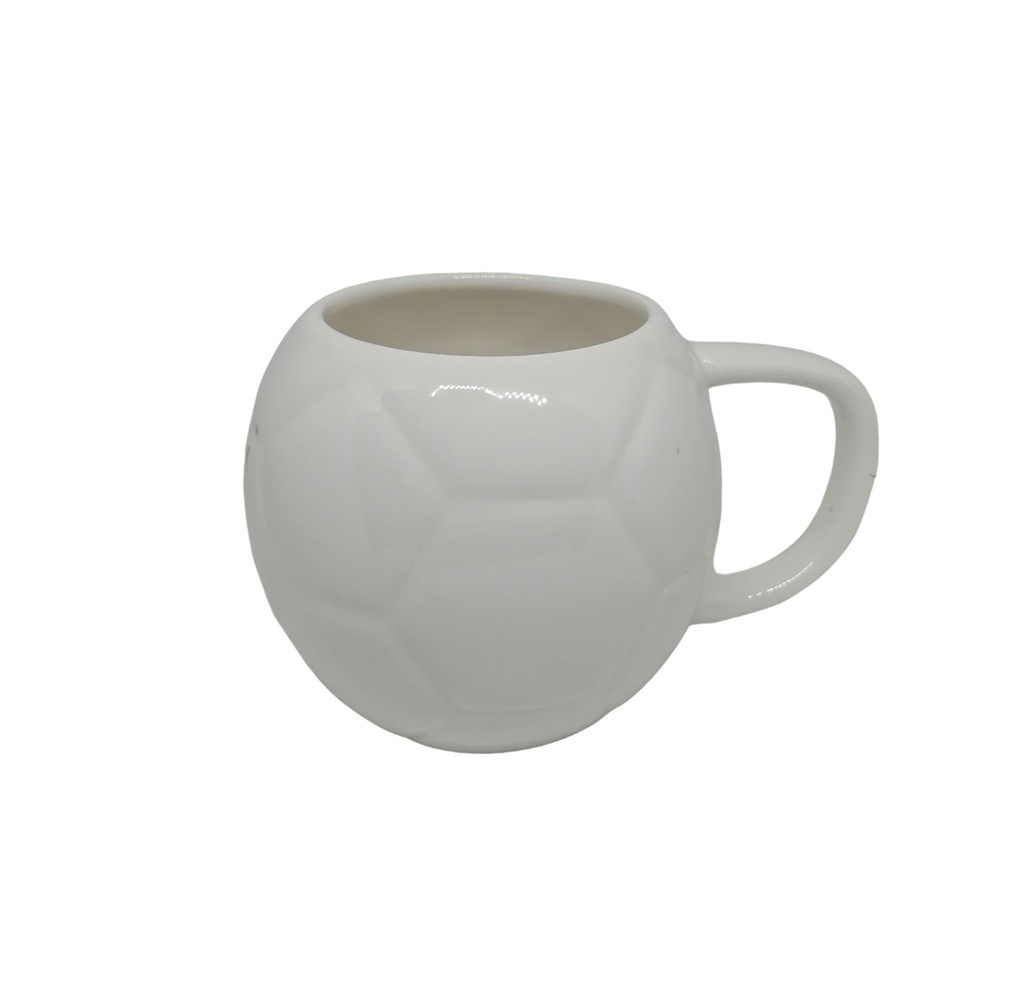 [H532886] taza, cerámica, blanco, 350 ml , diseño y forma de pelota