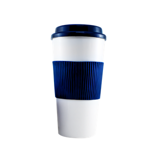 vasos, plástico, blanco, 600 mililitro, con tapadera y agarrador azul