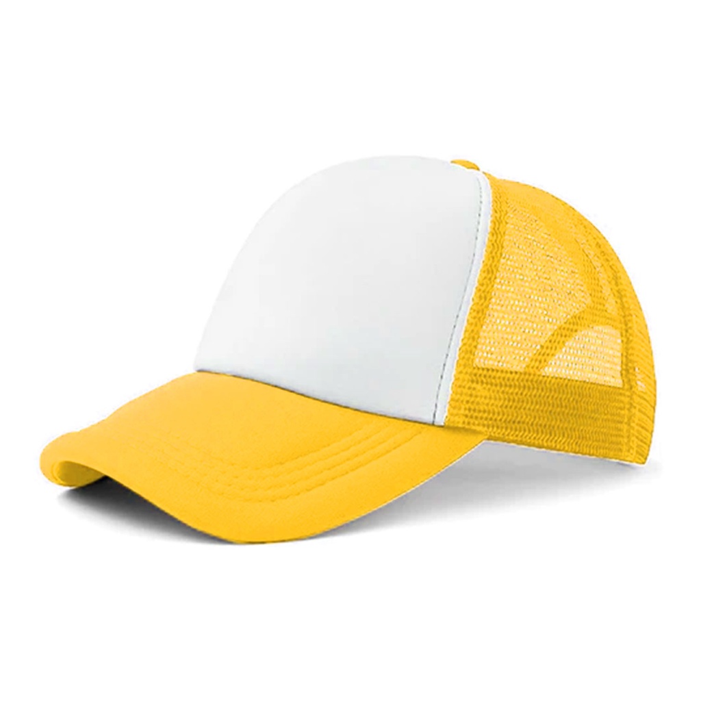 [P285953] gorras para sublimar, cuerpo de malla, amarillo, cierre plastico ,