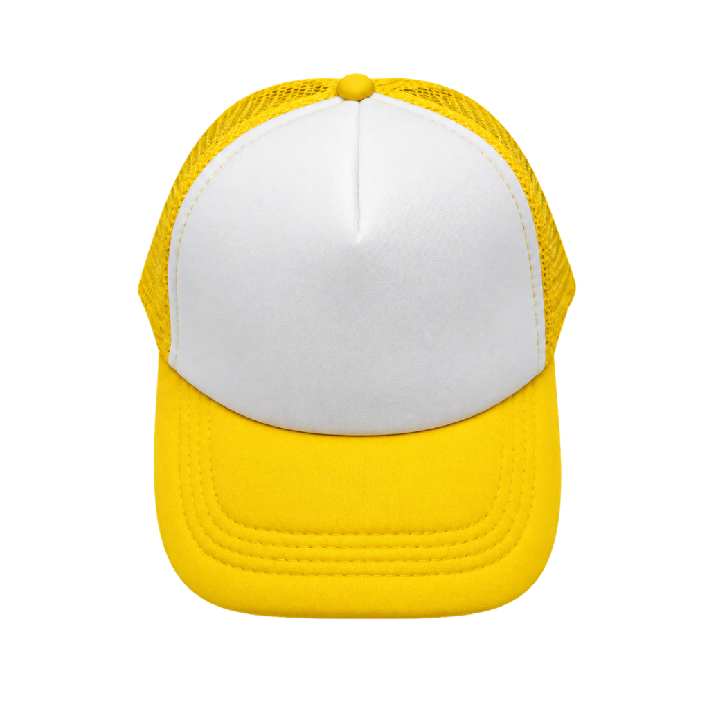 [P285953] gorras para sublimar, cuerpo de malla, amarillo, cierre plastico ,
