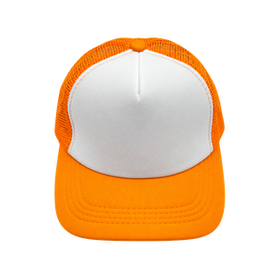 gorras para sublimar, cuerpo de malla, anaranjado, cierre plastico ,