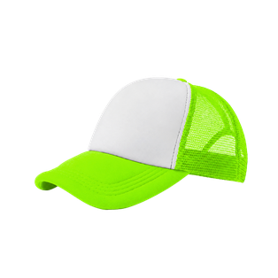 gorras para sublimar, cuerpo de malla, verde neon, cierre , plastico