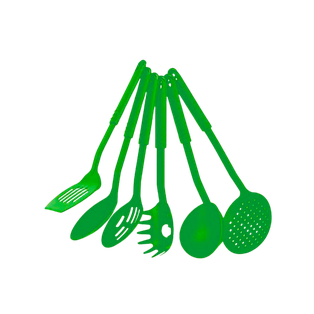 set de 6 utensilios, plástico, verde, 6 pcs , para cocina