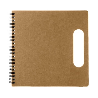 libretas, papel, color natural, 17.5*17.5 centimetros, con agarrador notas adhesivas y lapicero