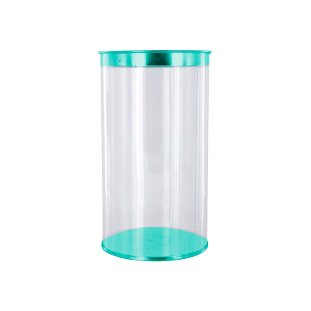 [H511088] estuche cilindrico, pvc, aqua, 83*120 centimetros, con tapadera y base de color