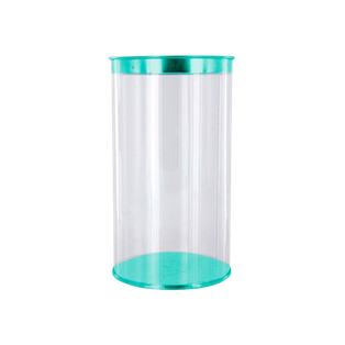 estuche cilindrico, pvc, aqua, 83*120 centimetros, con tapadera y base de color