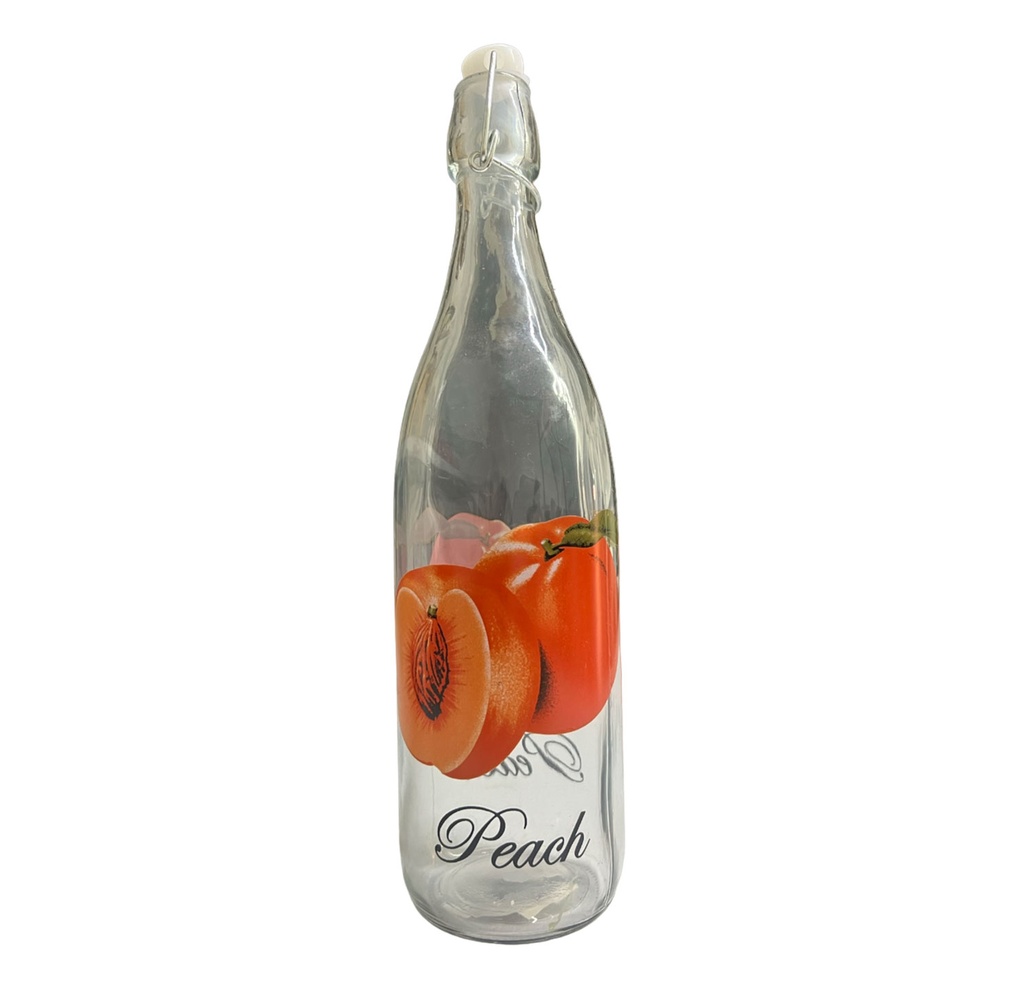 [H510901] botella, vidrio, color natural, 1 litros, decoracion durazno