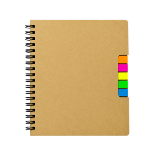 Libretas, papel, color natural, 17.5*22 cm, con notas adhesivas lapicero ecológico