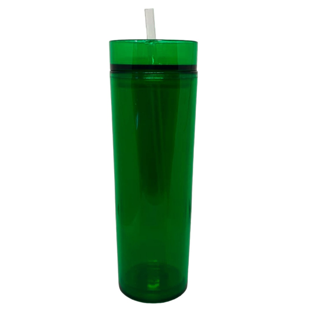 [P251232] pachon, acrilico, verde, 16 oz doble pared , con pajilla