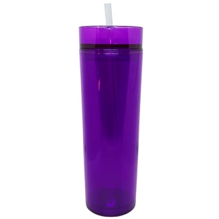 pachon, acrilico, morado, 16 oz doble pared , con pajilla