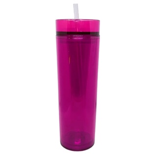 pachon, acrilico, fucsia, 16 oz doble pared , con pajilla