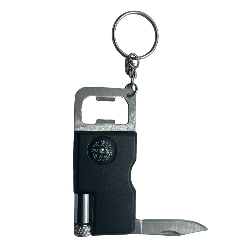 [H950386] herramienta, acero inoxidable, negro, 8.1*3.3*0.8 centimetros, multifuncional destapador linterna