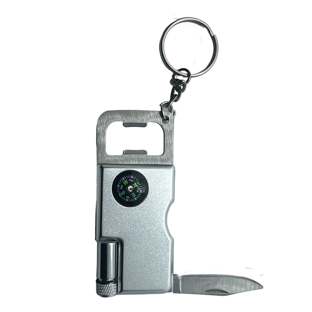 [H950387] herramienta, acero inoxidable, plateado, 8.1*3.3*0.8 centimetros, multifuncional destapador linterna