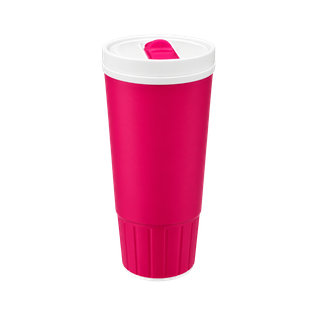 tazas termicas, plástico, rosado, 600 mililitro, con tapa blanca