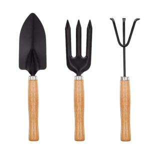 set de herramientas, metal, negro, 3 pcs para , jardin mango de madera 25.5*5.5 5.5*24.5