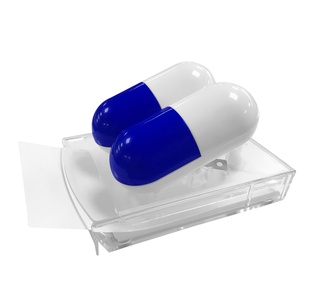 organizador de escritorio, plástico, azul reflex,  nd, capsula, clips y notas adhesivas