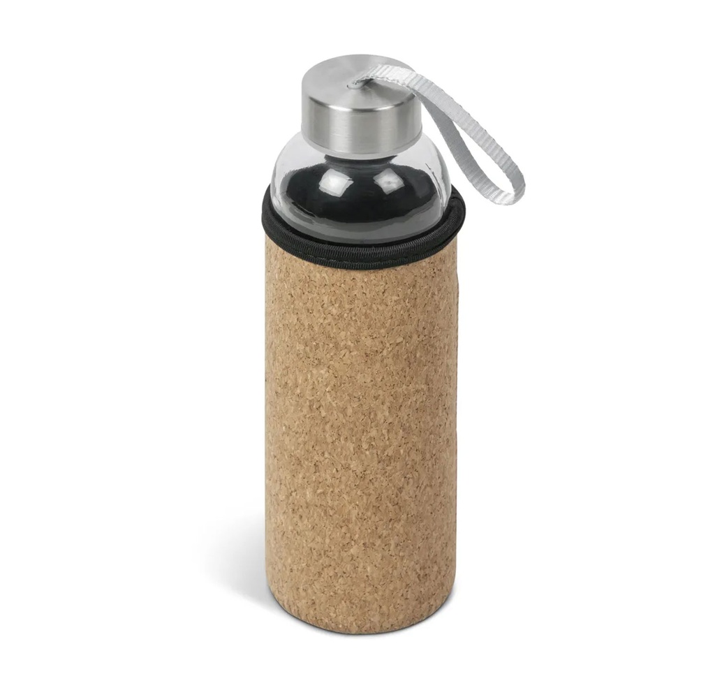 [P250855] pachón de vidrio con tapadera de aluminio con funda de corcho 500ml