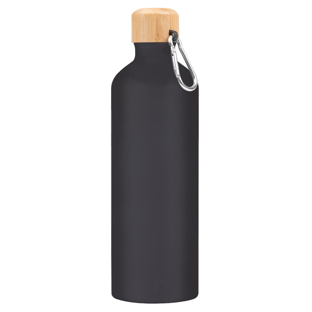 [P251228] botella, aluminio, negro, 750 ml tapa de , bambu y arnes