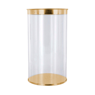 estuche cilindrico, pvc, dorado, 100*140 centimetros, con tapadera y base de color