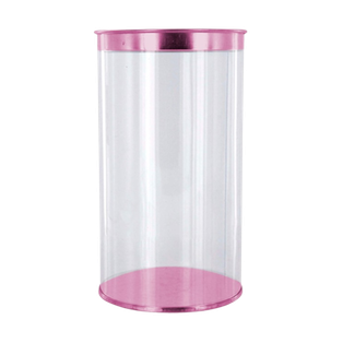 estuche cilindrico, pvc, rosado, 100*140 centimetros, con tapadera y base de color