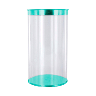 estuche cilindrico, pvc, aqua, 100*140 centimetros, con tapadera y base de color