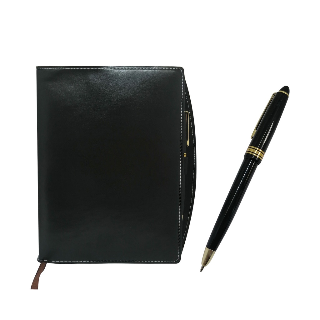 [P250672] agendas, poliuretano, negro, 21.4*15 centimetros, gobi con lapicero