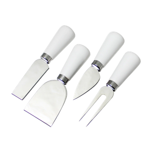 set de 4 utensilios, acero inoxidable, blanco, 19*18 centimetros, para quesos
