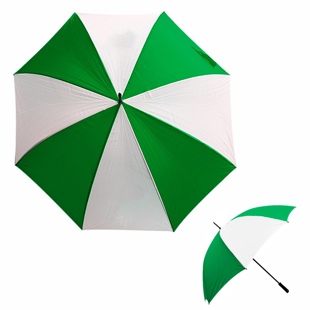 [P250057] sombrillas, poliester, verde oscuro, 129*152 centimetros, combinada con blanco