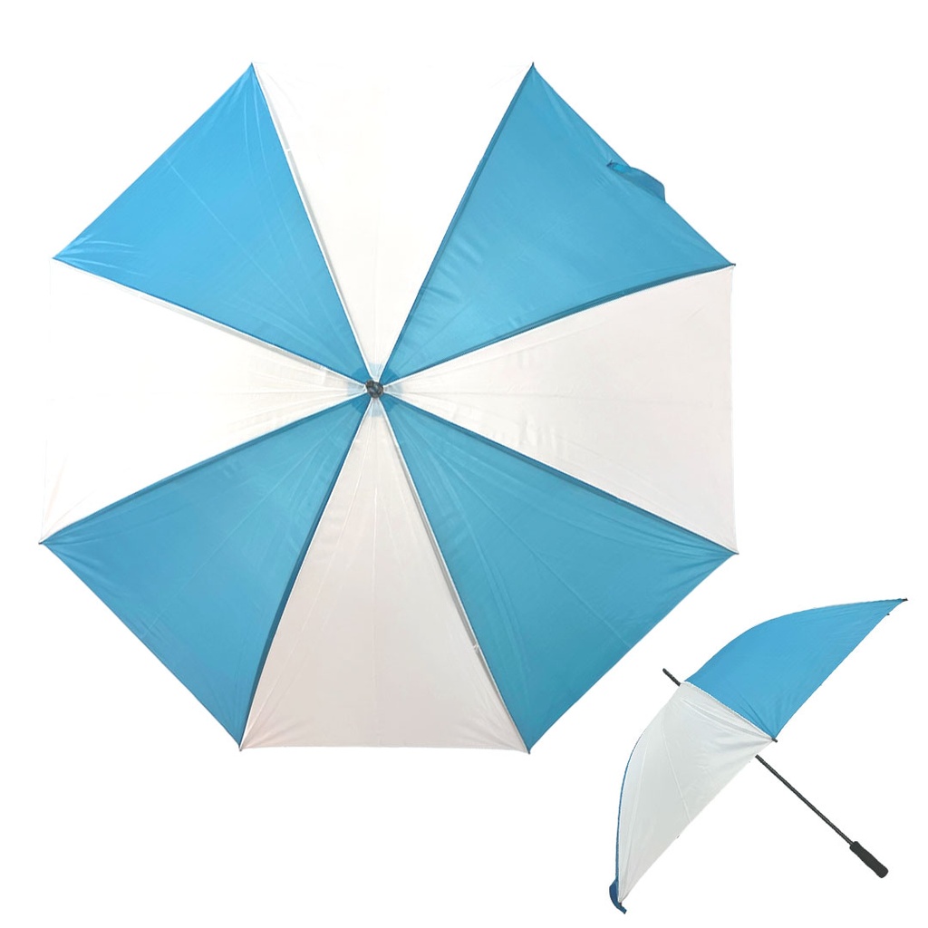 [P250158] sombrillas, poliester, celeste (baby blue), 129*152 centimetros, combinada con blanco