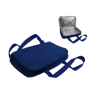 porta pyrex, oxford, azul, 34.3*25.4*6.4cm centimetros, interior de aluminio
