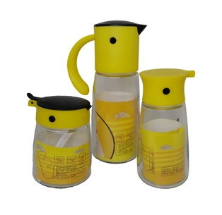 set de frascos, vidrio, transparente,  nd, 3 unidades