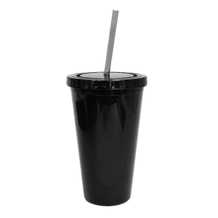 vasos, plástico, negro, 450 mililitro, doble pared y pajilla