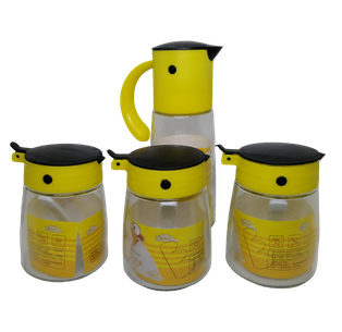 set de frascos, vidrio, transparente,  nd, 4 unidades
