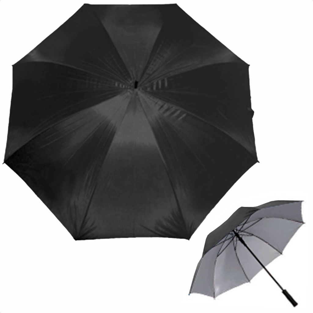 [P250460] sombrillas, poliester, negro, 120*140 centimetros, fondo plateado