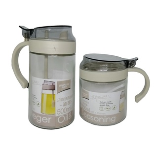 set, vidrio, , 500 ml y 300 ml , con agarrador y tapa 2 pcs dispensador